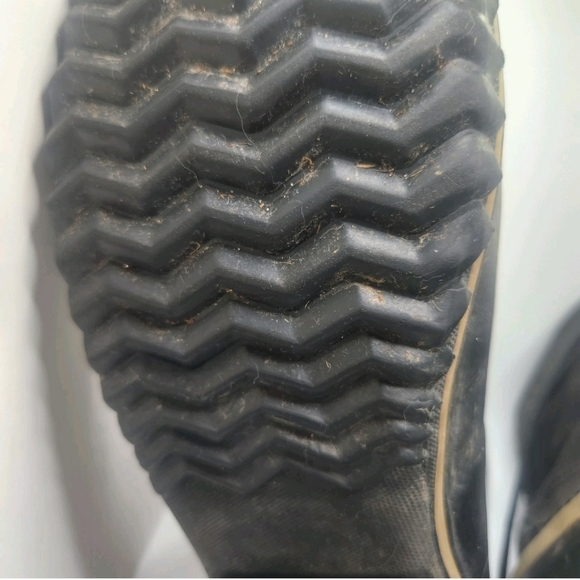 Sorel Fancy Lace II Black Suede Rubber Waterproof Mid Calf Boots size 9.5 Felt - Picture 9 of 9